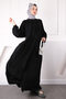 Black Sleeve Elastic Zippered Ferace - 3
