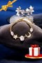 Moon Star Mother of Pearl Stone Tarnish Gold Women's Steel Bracelet - 6