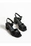 Flair Black Cross Heeled Women's Sandals - 3