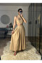 Kahlan Beige Elastic Waist Raw Linen Fabric Skirted Blouse Set - 2