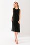 Women's Crew Neck Sleeveless Slit Dress Black - 25Y 6267 - 6
