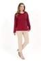 Women's Burgundy Plus Size Spiral Patterned Stoned Slit Lycra Viscose Mother Combed Cotton Blouse - 3