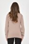 Women's Beige Plus Size Spiral Patterned Stoned Slit Lycra Viscose Mother Combed Cotton Blouse - 4