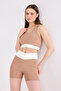 Sense Women's Sports Bustier Short Biker Leggings Set Beige - 5