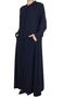 Women's Front V Collar Stitched Hidden Pocket Large Size Ferace - 3