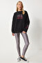 Heart Embroidered Rose Gold Sweatshirt Black Low0018 - 4