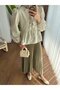 Women's Balloon Sleeve Skirt Top Shirt M1111 - Beige - 2