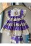 Girl's Purple Vintage Concept Antiallergic Cotton Fabric Party Birthday Evening Dress + Buckle