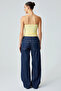 Ayane Women's Organic Cotton Twill Stretch Fabric Yellow Blouse with Spaghetti Straps - 5