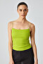 Ayane Women's Organic Cotton Twill Stretch Fabric Green Blouse with Spaghetti Straps - 3