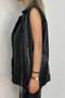 Oversize Women's Black Leather Vest - 4