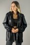 Women's Black Long Hooded Leather Jacket - 3