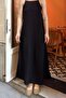 Black Thin Strap Halter Neck Double Slit Linen Blend Women Midi Dress - 4