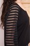 Women's One-Shoulder Wide Collar Sleeves Tulle Striped Detail Loose Long Sleeve Stylish Blouse 700-K5590209 - 7