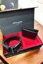Men's Casual Denim Belt and Horizontal Wallet Favors Set - 3
