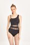WOMEN'S BLACK ONE SHOULDER TULLE GATTERNING SWIMSUIT 24S126ST - 4