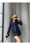 Trend Women's Gold Snap Detailed Design Long Blazer Jacket - 5