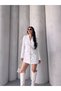 Trend Women's Gold Snap Detailed Design Long Blazer Jacket - 2