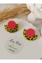 Yellow & Fuchsia Leopard Pattern 80S Theme Color Handmade Earrings Oldies but Goldies Steel Earrings - 3