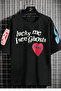 Unisex Large Size Lucky Printed Oversize Crew Neck Tshirt