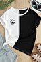 Smile Printed Black and White Pieced Oversize Crew Neck Children's T-shirt - 4