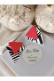 Geometric Pattern Black Stripes Navy Blue / Fuchsia Polymer Clay Earrings - 3