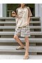 Plus Size Women's Beige Beverages Nice To Drink Printed Sleeves Black Oversize T-shirt - 4