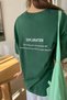 Large Size Bitter Green 'exploration' Text Printed Oversize T-shirt