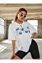 Angel Written Butterfly Pattern Oversize/wide Relaxed Cut Crew Neck Unisex Knitted T-shirt - 3