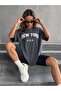 Plus Size U.s.a Women's New York Printed Oversize T-shirt