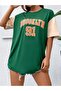 Unisex Plus Size Green Brooklyn 91 Printed Sleeves Beige Oversize T-shirt - 5