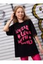 Kids Pink Love's Printed Oversize Black Girls' T-shirt - 3