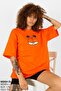 Women's Orange Tshirt Garfield Printed Oversize T-shirt - 2