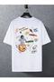 Unisex White The Galaxy Planet Printed Oversize Crew Neck Tshirt - 3