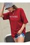 Plus Size Red No' Thanks Printed Oversize T-shirt - 4