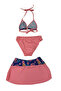 Glowzia Closed Pink Girls Bikini Set with Skirt - 2
