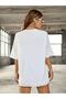 Angel Written Butterfly Pattern Oversize/wide Relaxed Cut Crew Neck Unisex Knitted T-shirt - 2
