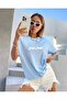 Large Size Dark Angel Printed Baby Blue Overised Combed Cotton T-shirt - 3