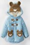 Cute Bear Figured Zipper & Shepherd Button Bear Ear Detailed Hooded Winter Children's Coat-Coat