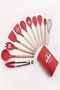 18Piece Silicone Ladle Colander Spoon Brush Beater Spatula Tongs Serving Set Kitchenware with Bamboo Handle - 2