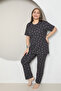 Plus Size Pink Small Heart Patterned Pajama Set - 2