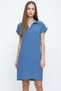Women's Indigo Loose Cut Polo Neck Short Sleeve Casual Short Midi Dress Notebook 700-2883308 - 3