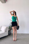 Women's Green Rope Strap Blouse with Flywheel Detail - 3