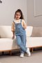 Bow Detail Pocketed Denim Girls' Overalls Denim Jumpsuit New Season