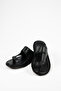 Men's Genuine Leather Flip Flops Black - 2