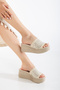 Women's Wedge Heeled Stone Braided Slippers