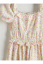 Square Neck Floral Girls' Dress - 3