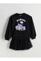 Lcw Kids Black Crew Neck Kuromi Printed Girls' Dress