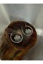 Silver Color Eye Figured Stone Hoop Earrings - 4