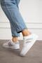 Women's White Black Velcro Sneakers - 4